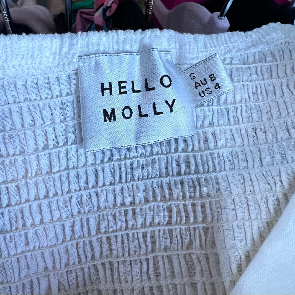 HELLO MOLLY Cottagecore White Wrap Crop Top with Shirred Back, S/4 - Picture 10 of 10